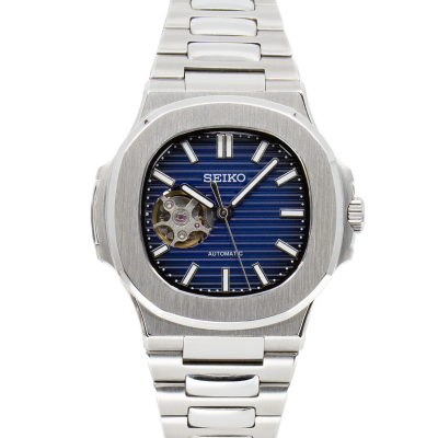 Open Heart Blue Nautilus Watch