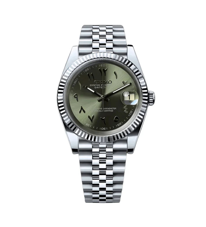 Olive Green Arabic Datejust Watch Mod