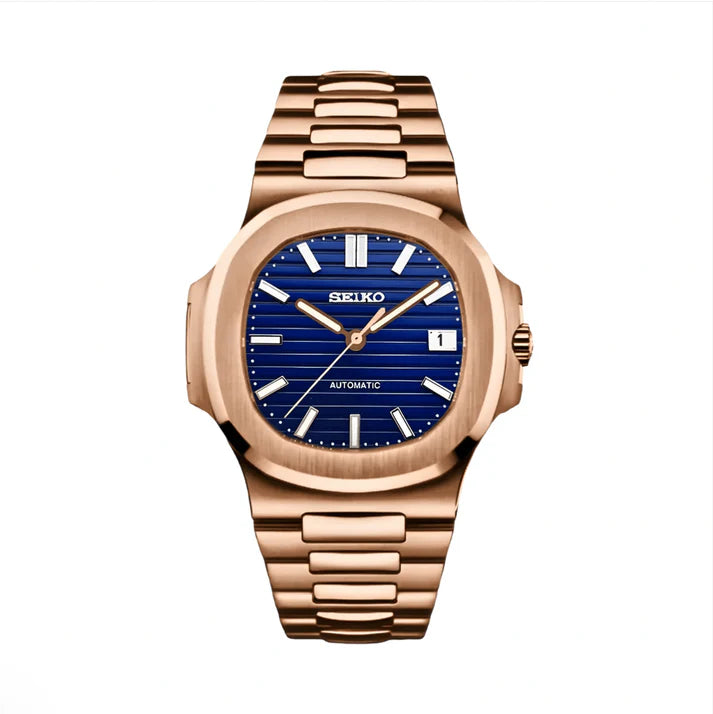 Rose Gold Blue Nautilus Watch